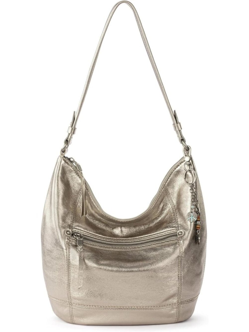 Large Slouchy Leather Hobo Bag with Zip Pocket - Stylish Shoulder Purse